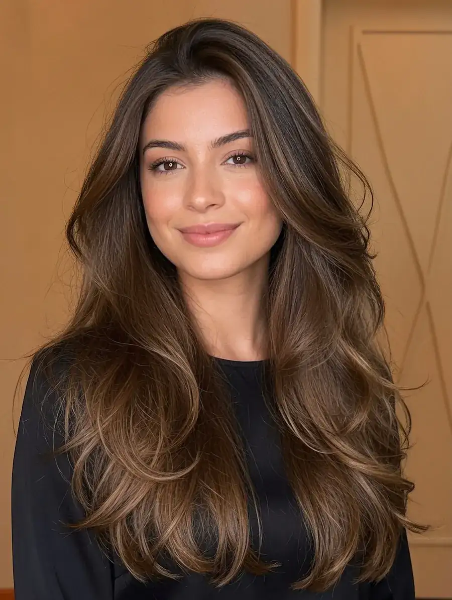 Cliente morena com luz discreta nas pontas